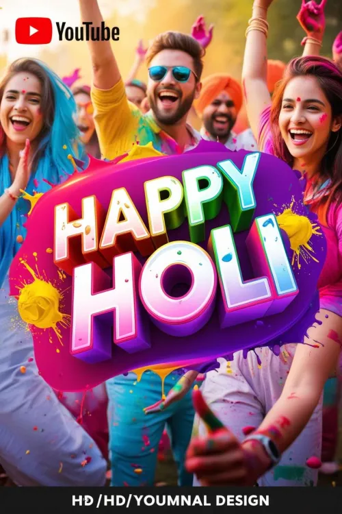 colorful happy holi typography picture