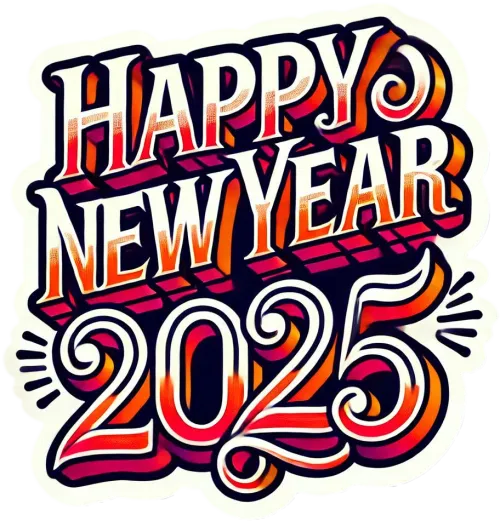 colorful happy new year 2025 text png