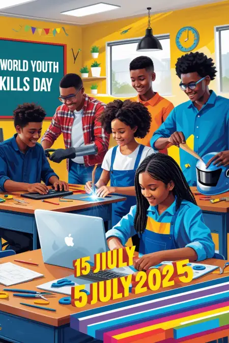 Colorful Youth Skills Day Celebration Card - Free World Youth Skills Day Download