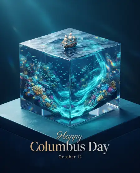 columbus day 2026 blue ocean background hd design - Columbus Day