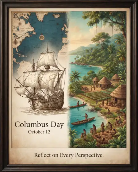 columbus day 2026 historical reflection poster design - Columbus Day