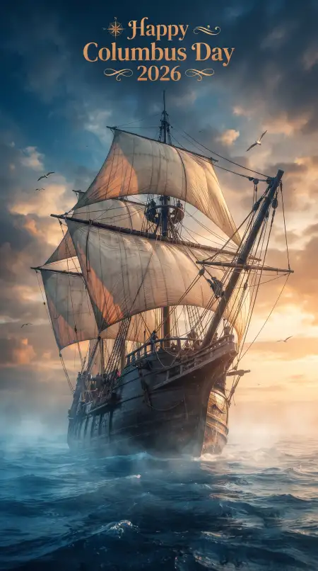 columbus day 2026 sailing ship png hd design - Columbus Day