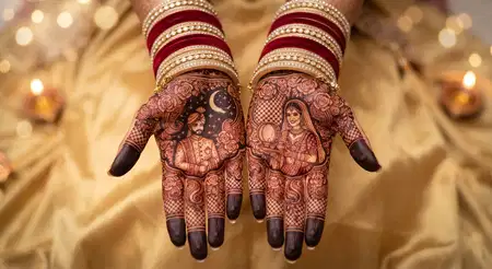 couple karwa chauth mehndi design 2026 - Karwa Chauth Mehndi Design 2026