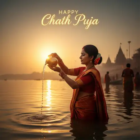 Free Creative Happy Chhath Puja Wishes Photo Design Background Download