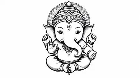 Cute Baby Ganesha Line Drawing Sketch - Free Ganesh Download