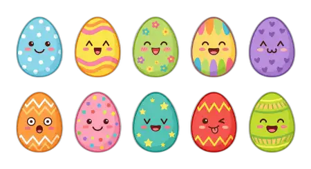 Cute Easter Eggs Png Cartoon Style