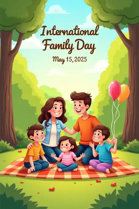 Cute Family Cartoon Picture For Kids - Free International Family Day Download