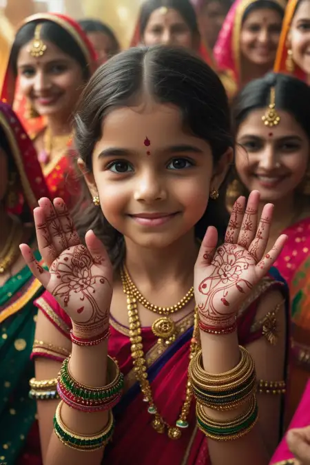 Cute Finger Mehndi For Teej Celebration - Free Teej Mehndi Design Download