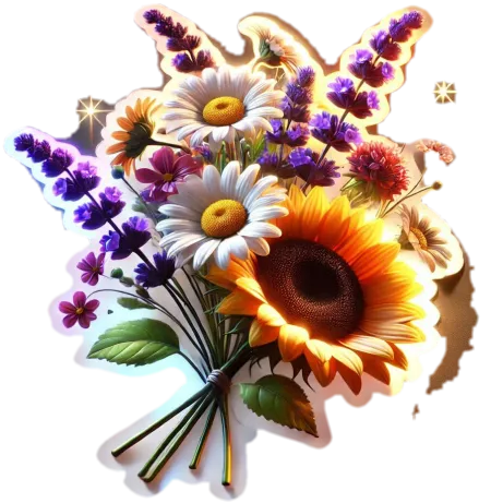 cute flower bouquet png with pastel colors