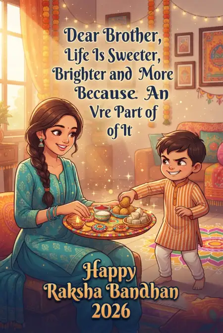 Cute Happy Rakhi 2026 Status With Sibling Love Quote - Free Happy Raksha Bandhan Wishes 2026 Download