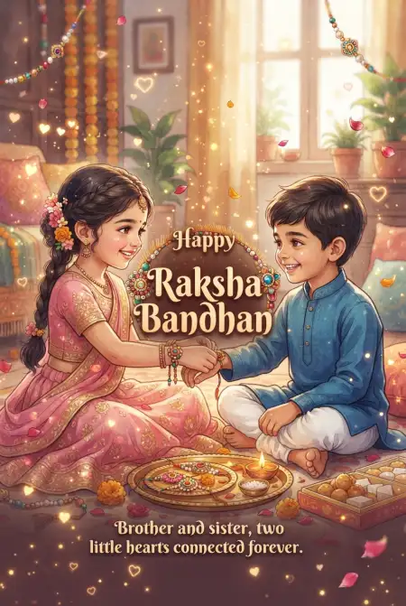 Free Cute Rakhi Wishes For Younger Brother Image Download