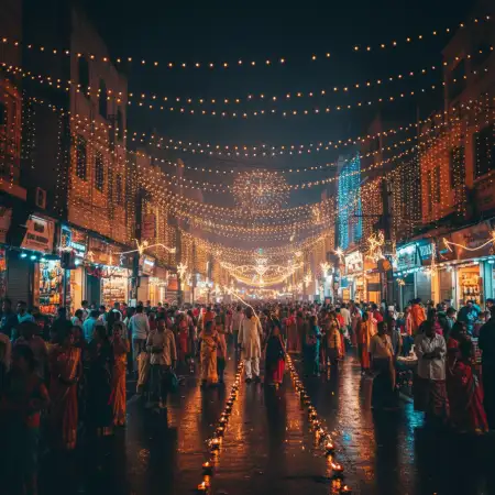 Free Dark Diwali Background With Glowing Diyas Background Download