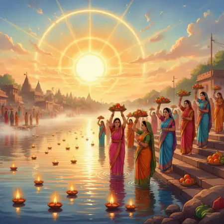 Free Decorative Chhath Puja Hd Background With Banana Leaves Background Download