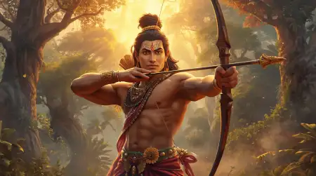 Digital Painting Of Lord Rama With Dhanush - Free Arrow Download