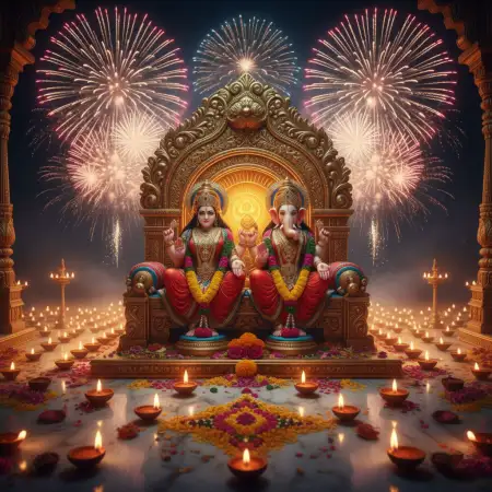 Diwali Background With Fireworks And Diya Lights - Free Light Background Download