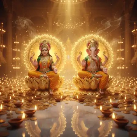 Diwali Background With Lord Ganesha And Lakshmi - Free Ganesh Download