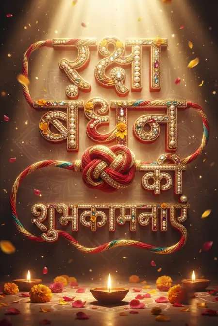 Free Diya And Rakhi Creative Raksha Bandhan Hindi Typography Greeting Poster Image Download