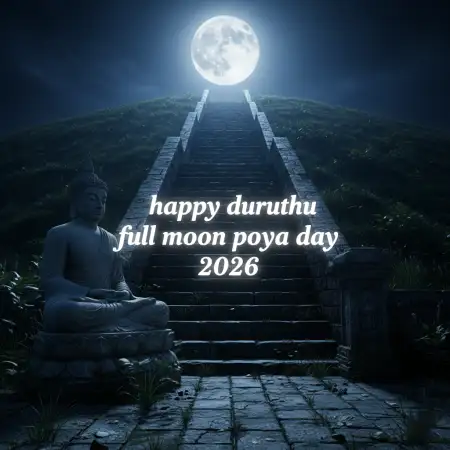 Free Duruthu Poya Day Buddhist Wishes 2026 Background Download
