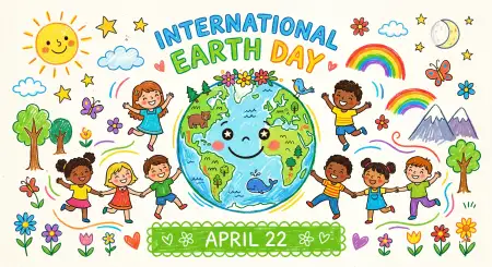 Free Earth Day 2026 Kids Friendly Design Background Image Download