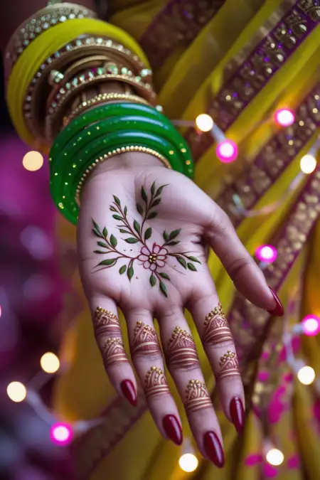Easy Teej Mehndi Design For School Girls - Free Hariyali Teej Mehndi Design Download
