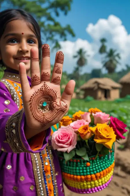 Easy Teej Mehndi Design For School Girls - Free Hariyali Teej Mehndi Design Download