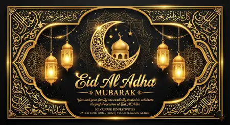 Eid Al Adha Greeting Card Template 2026 - Free Eid Al Adha Greeting Card 2026 Download