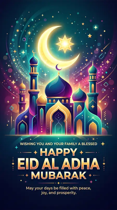 Eid Al Adha Greeting Card Vector Art 2026 - Free Eid Al Adha Greeting Card 2026 Download