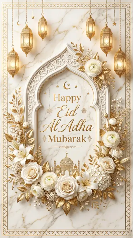 Eid Al Adha Greeting Card White Background 2026 - Free Eid Al Adha Greeting Card 2026 Download