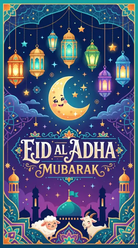Eid Al Adha Mubarak 2026 Arabic Lantern Vector Background - Free Eid Al Adha Mubarak 2026 Download
