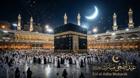 Free Eid Al Adha Mubarak 2026 Eid Wishes With Crescent Moon Image Download