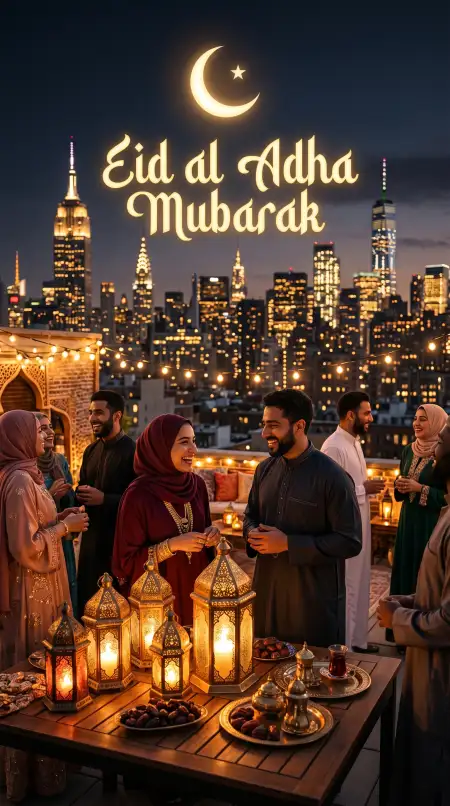 Free Eid Al Adha Mubarak 2026 Golden Lantern Background Image Download