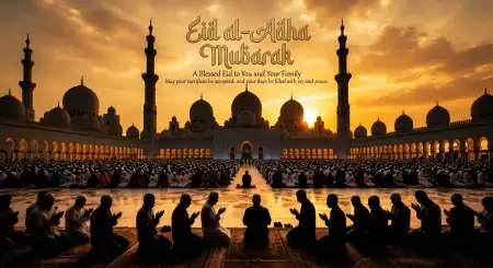 Free Eid Al Adha Mubarak 2026 Traditional Islamic Greeting Card Image Download