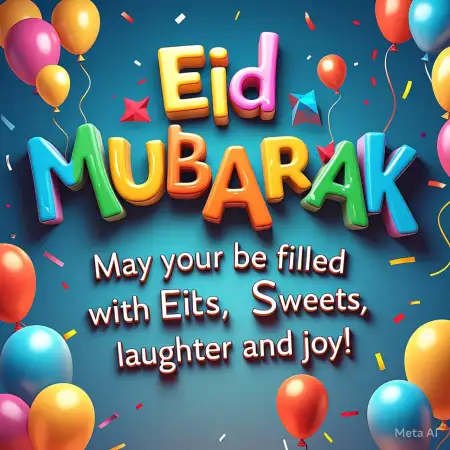 Eid Mubarak Wishes with Golden Floral Design