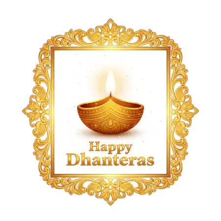 Elegant Happy Dhanteras Png Art With Diya - Free Dhanteras Png Download