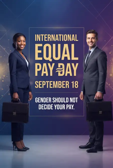 end gender pay gap awareness poster - International Equal Pay Day 2026