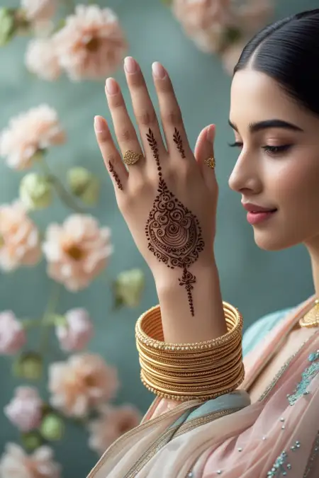 Engagement Mehndi Design For Bride