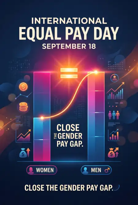 equal pay gender equality social media post - International Equal Pay Day 2026