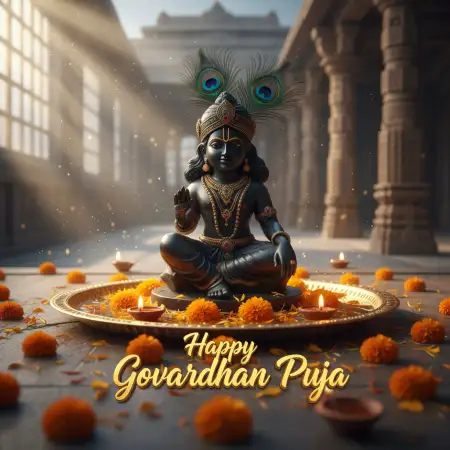 Family Celebrating Govardhan Puja With Sweets And Flowers - Free Happy Govardhan Puja 2025 Download
