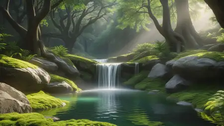 Fantasy Style Waterfall Background PNG - Free Related Background Image
