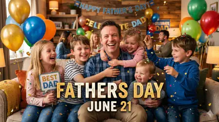 Fathers Day 2026 Blue Theme Poster - Free Fathers Day 2026 Download