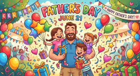 Fathers Day 2026 Cartoon Dad Illustration - Free Fathers Day 2026 Download