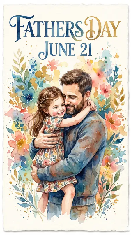 Fathers Day 2026 Watercolor Artwork - Free Fathers Day 2026 Download