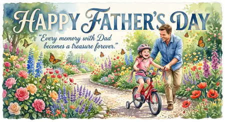 Fathers Day Greeting Card With Blessings - Free Happy Fathers Day Greeting Card Download