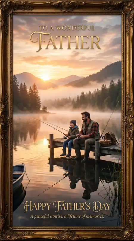 Fathers Day Greeting Card With Father And Son - Free Happy Fathers Day Greeting Card Download