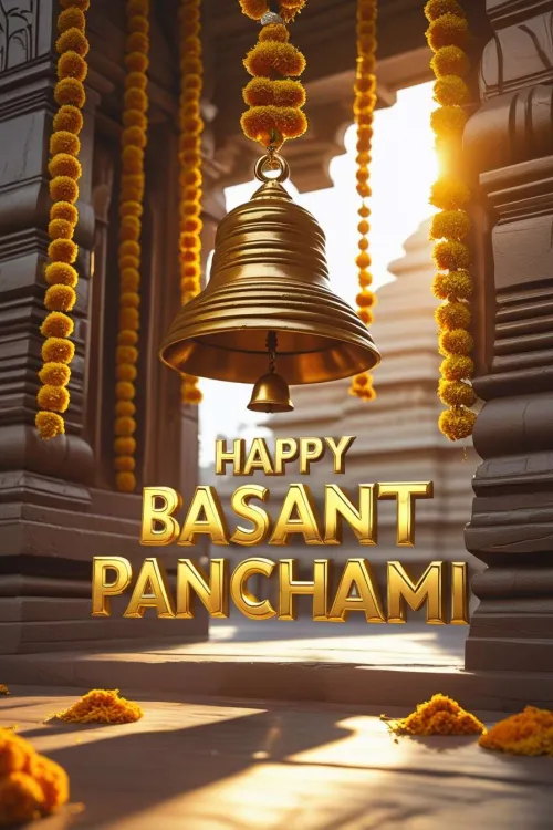 festive basant panchami wishes in golden yellow background