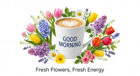 Free Fresh Flowers And Coffee Good Morning Images Background Image Download