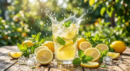 fresh summer background with lemon and orange slices