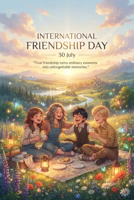 Free Friendship Day Picnic Celebration Artwork Background Image Download