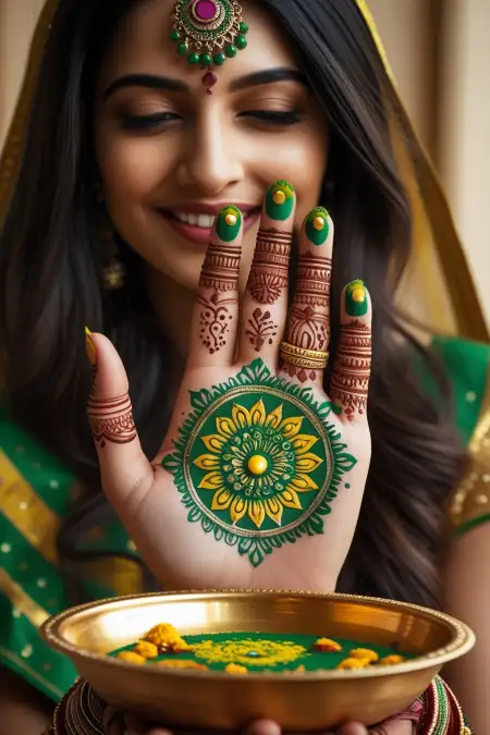 Front Hand Mehndi Design For Hariyali Teej 2025 - Free Hariyali Teej Mehndi Design Download