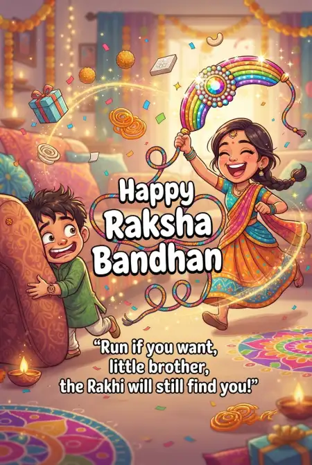 Free Funny Rakhi Messages For Little Brother And Sister Image Download
